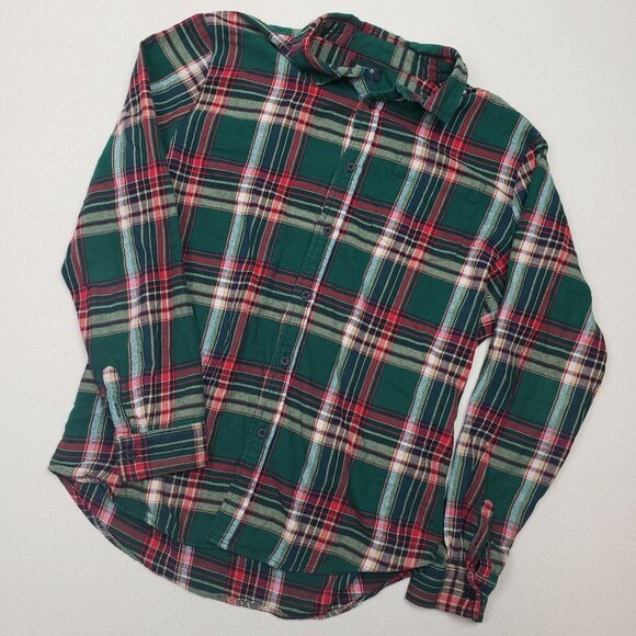 Forever 21 Men's Plaid Flannel Shirt Button Up Super Soft Sz M Green/Red/White - Picture 1 of 6